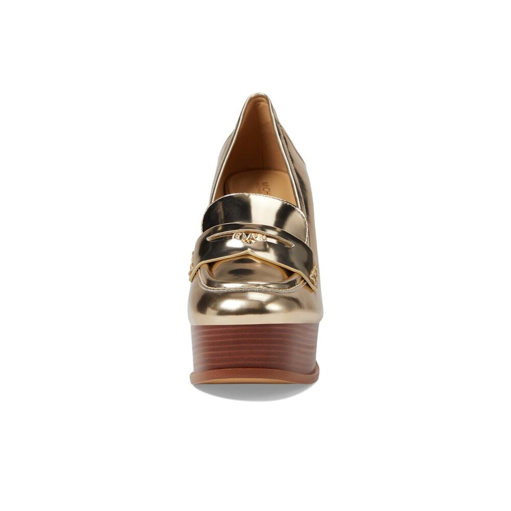 Michael Kors Eden Leather Loafer Platform Pump Pale Gold Metallic Size 7 M - Picture 3 of 5